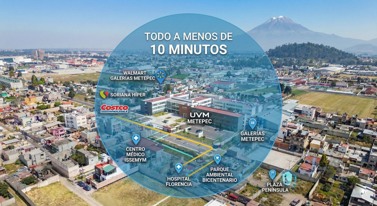 Terrenos de 165 m2 en Metepec 2 Mapa de Conectividad